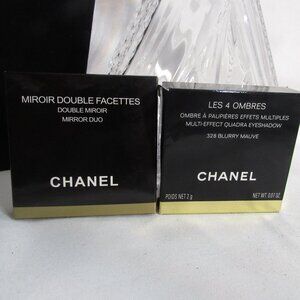 2 CHANEL ITEMS, LES 4 OMBRE' EYESHADOW PACK, + DOUBLE FACETTES MIRROR OVNI YELLO